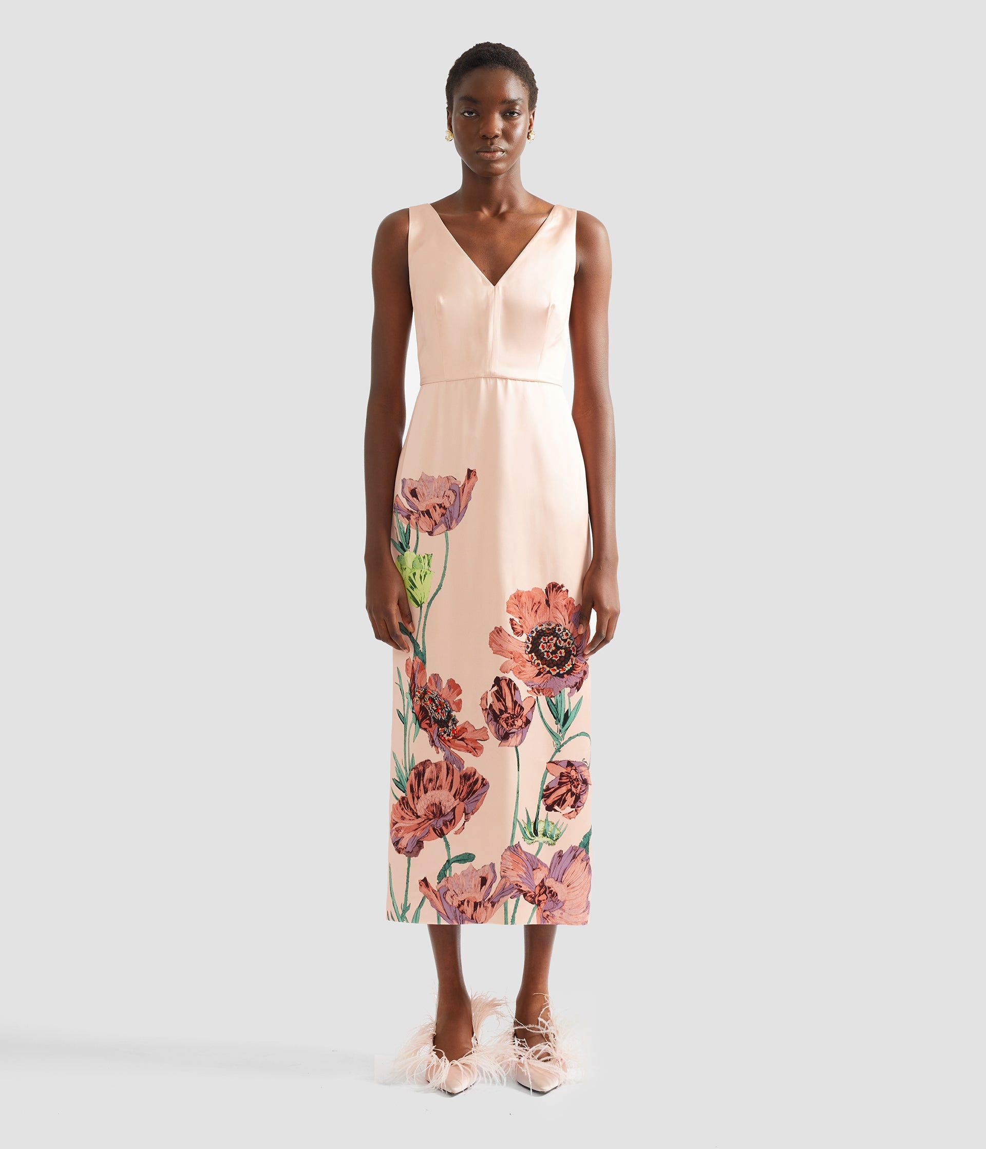 Floral Duchess Midi Pencil Dress