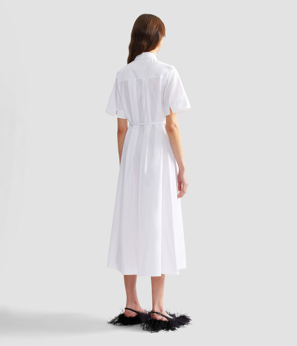 Embroidered Cotton Poplin Midi Shirt Dress