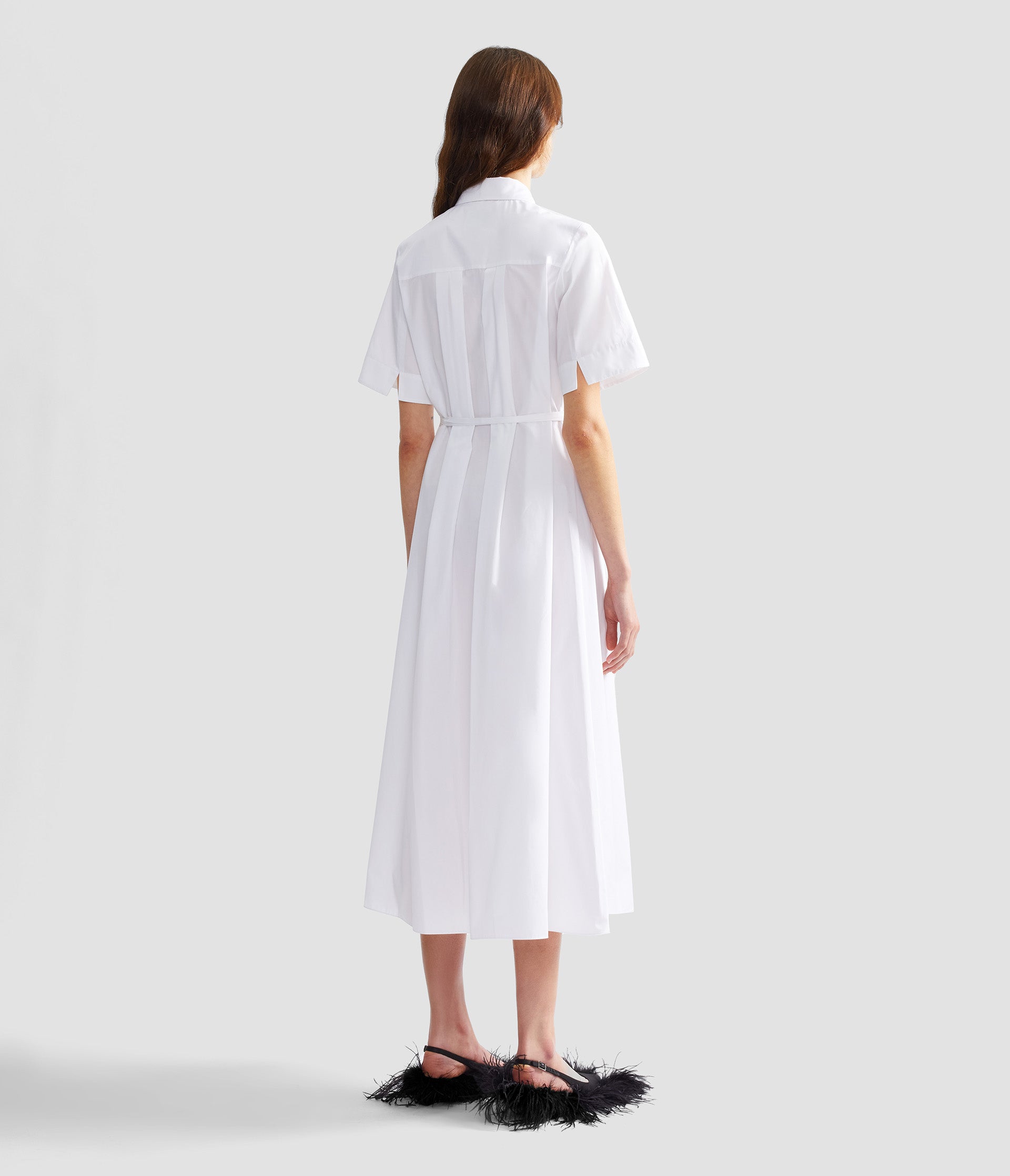 Embroidered Cotton Poplin Midi Shirt Dress