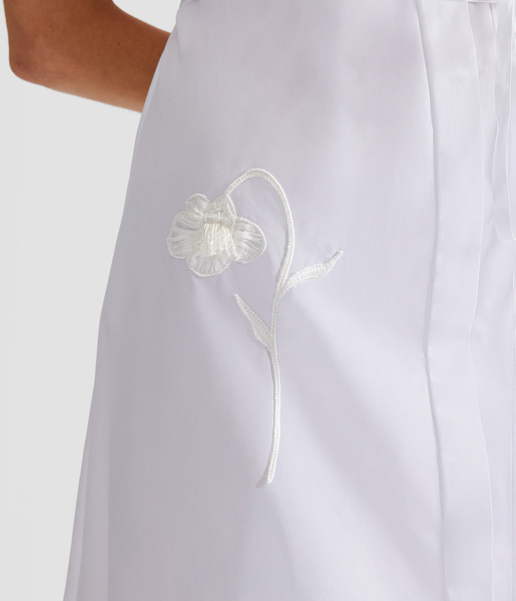 Embroidered Cotton Poplin Midi Shirt Dress