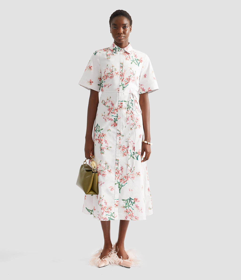 Floral Cotton Short Sleeve Midi Dress