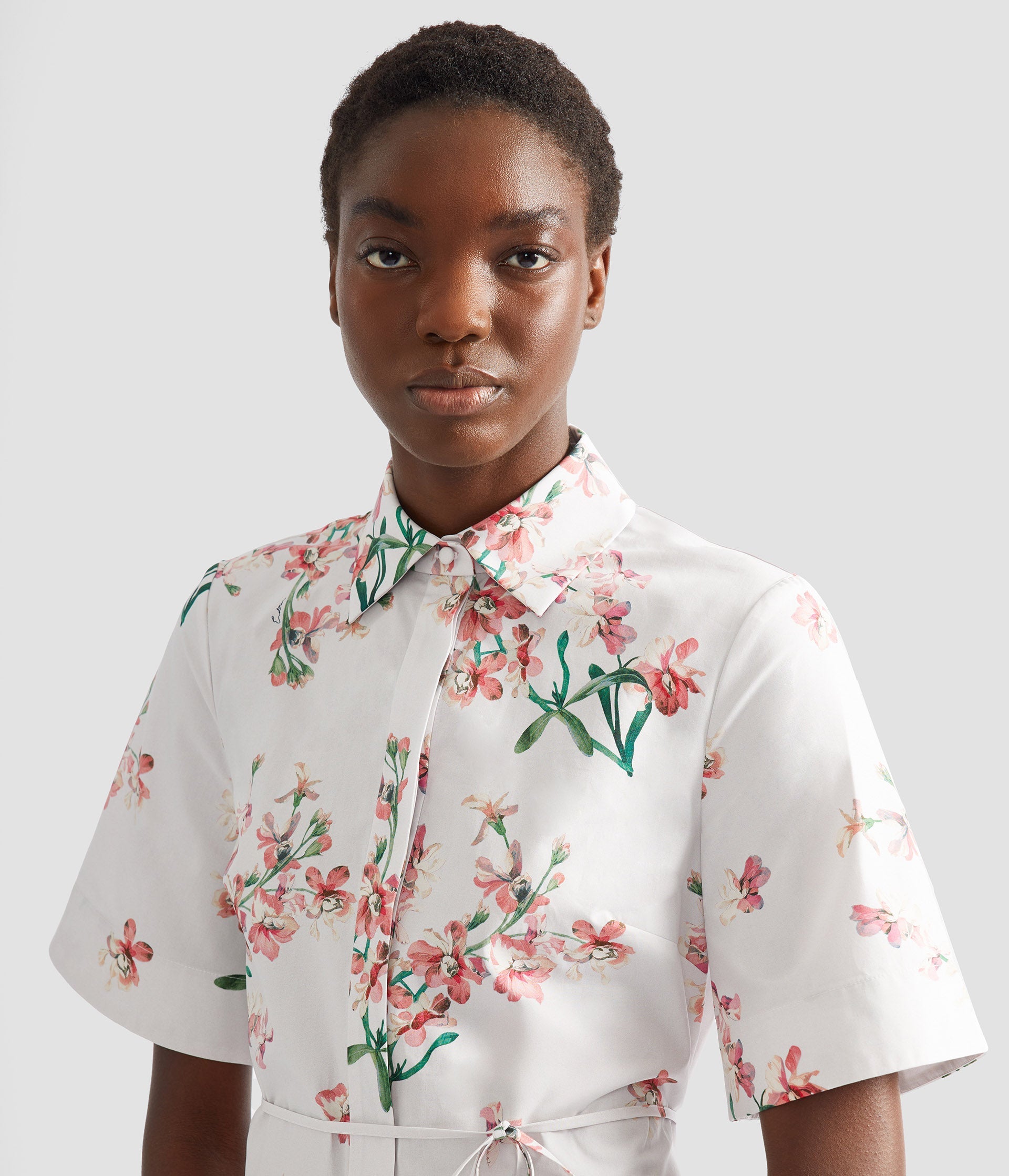 Floral Cotton Short Sleeve Midi Dress