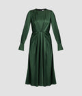 Satin Seersucker Draped Midi Dress