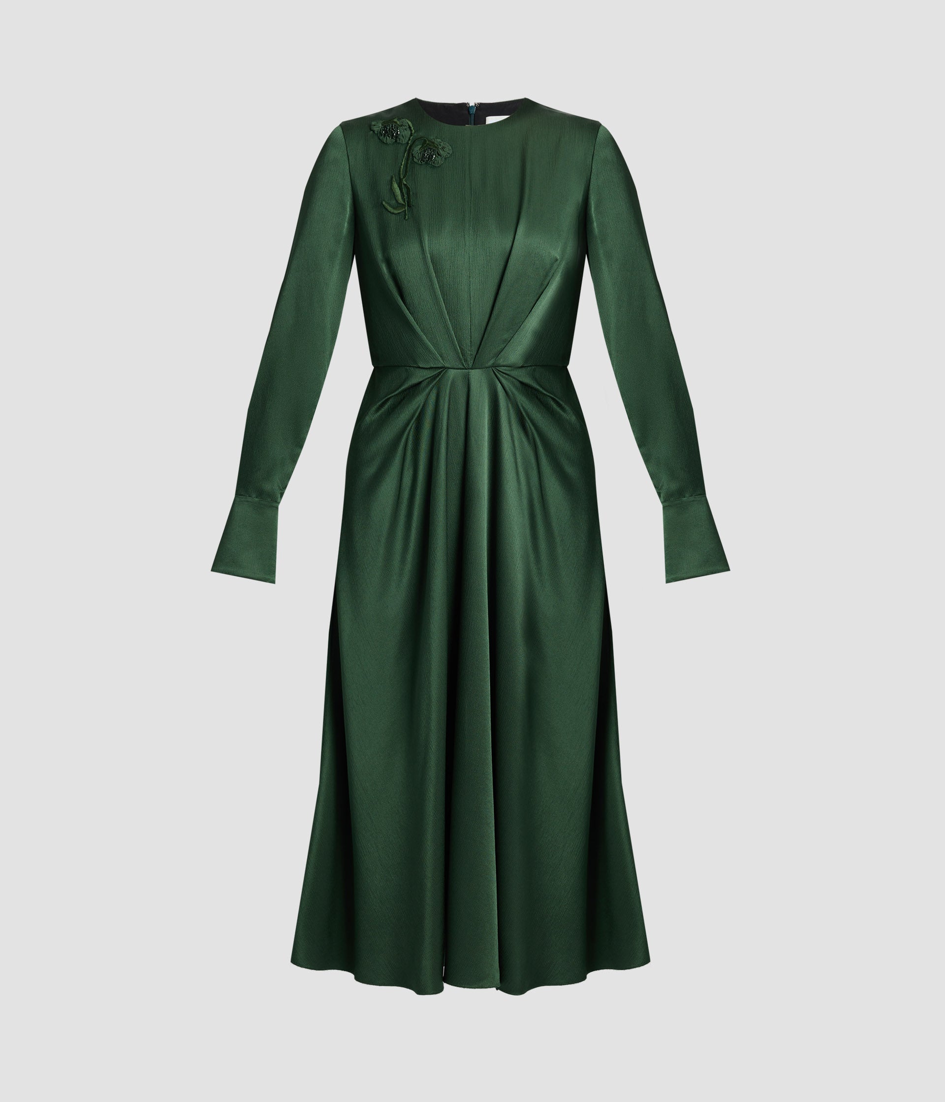 Satin Seersucker Draped Midi Dress