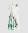 Floral Cotton Short Sleeve Midi Dress