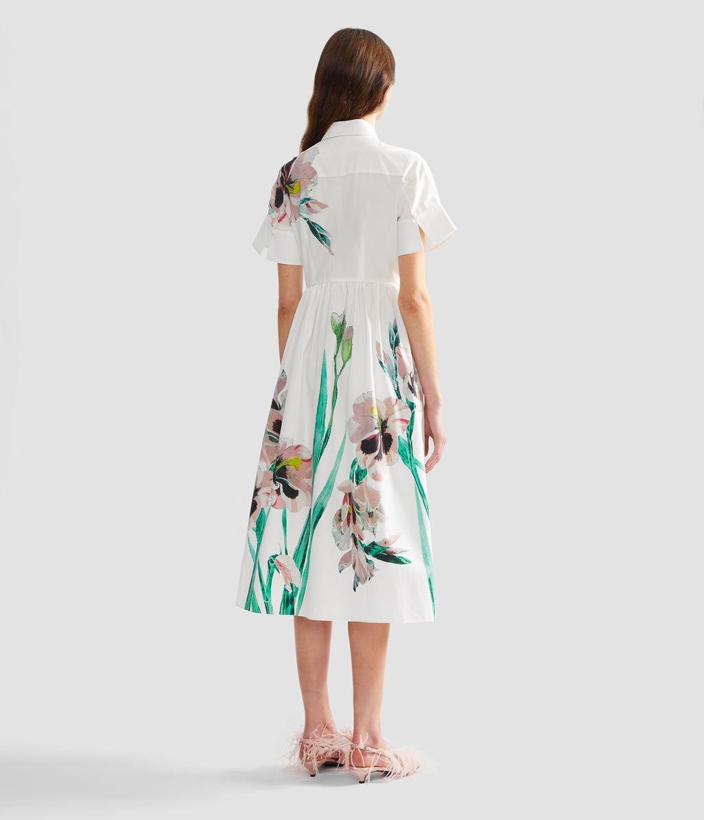 Floral Cotton Short Sleeve Midi Dress