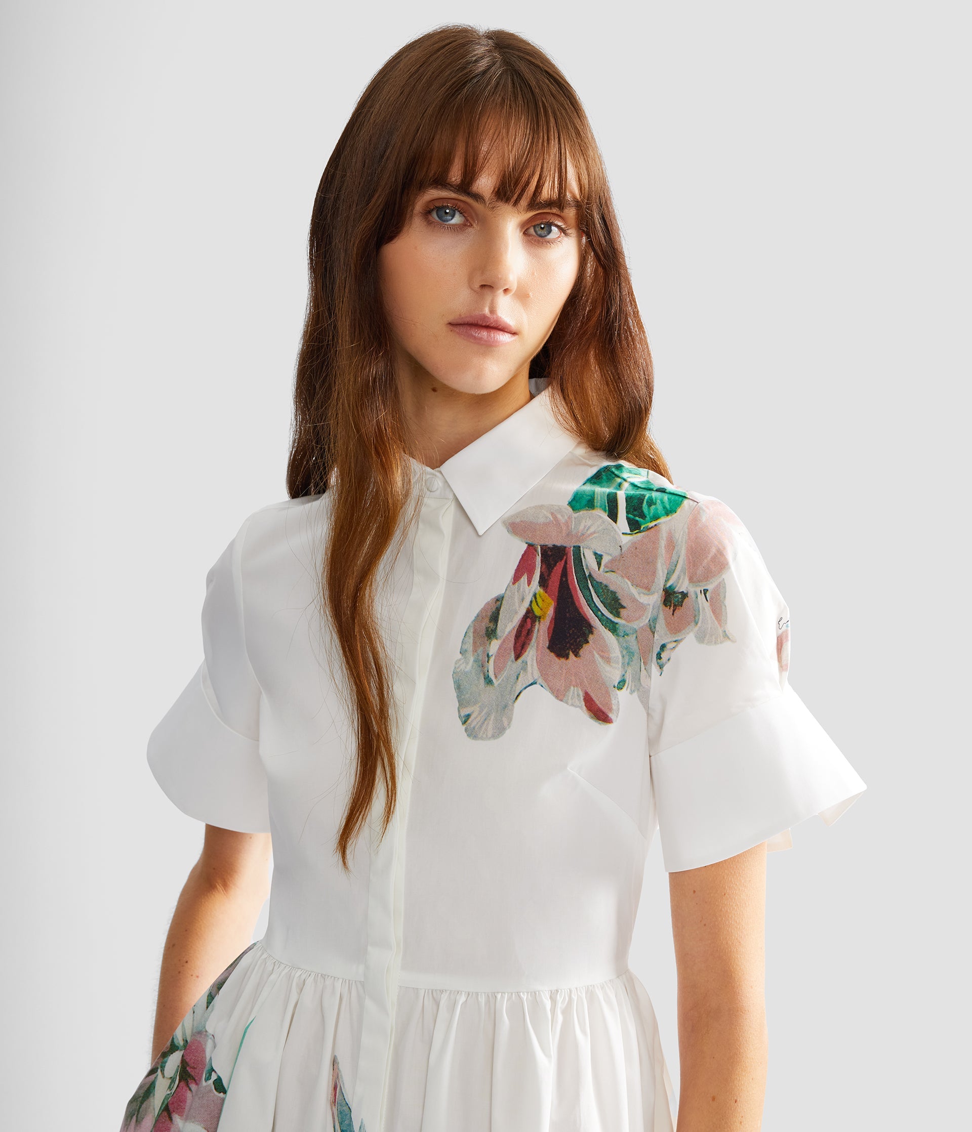 Floral Cotton Short Sleeve Midi Dress
