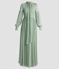 Embellished Silk Creponne Long Sleeve Gown