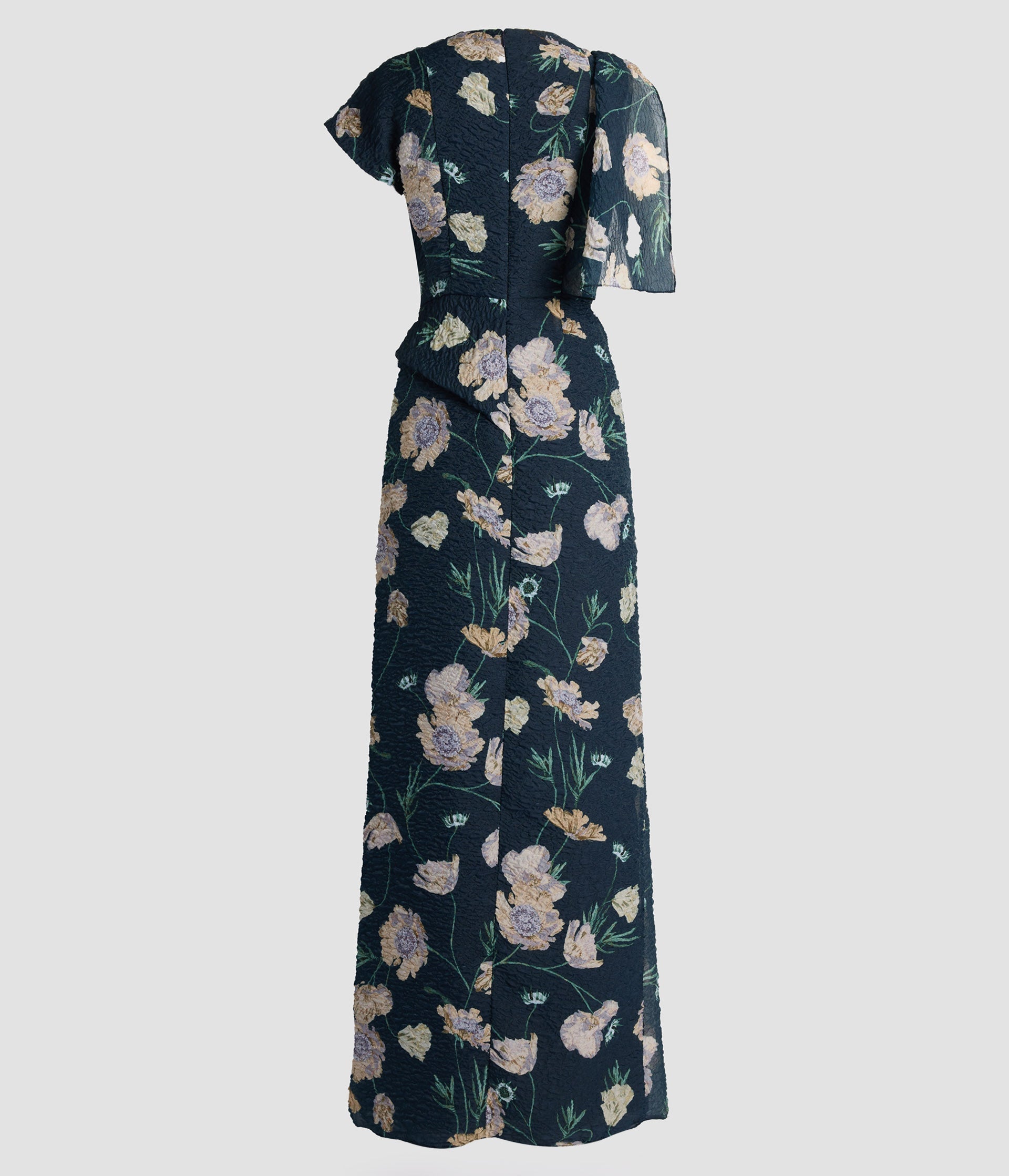 Floral Organza Cloque Asymmetric Gown