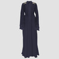 Embroidered Creponne Long Sleeve Gown