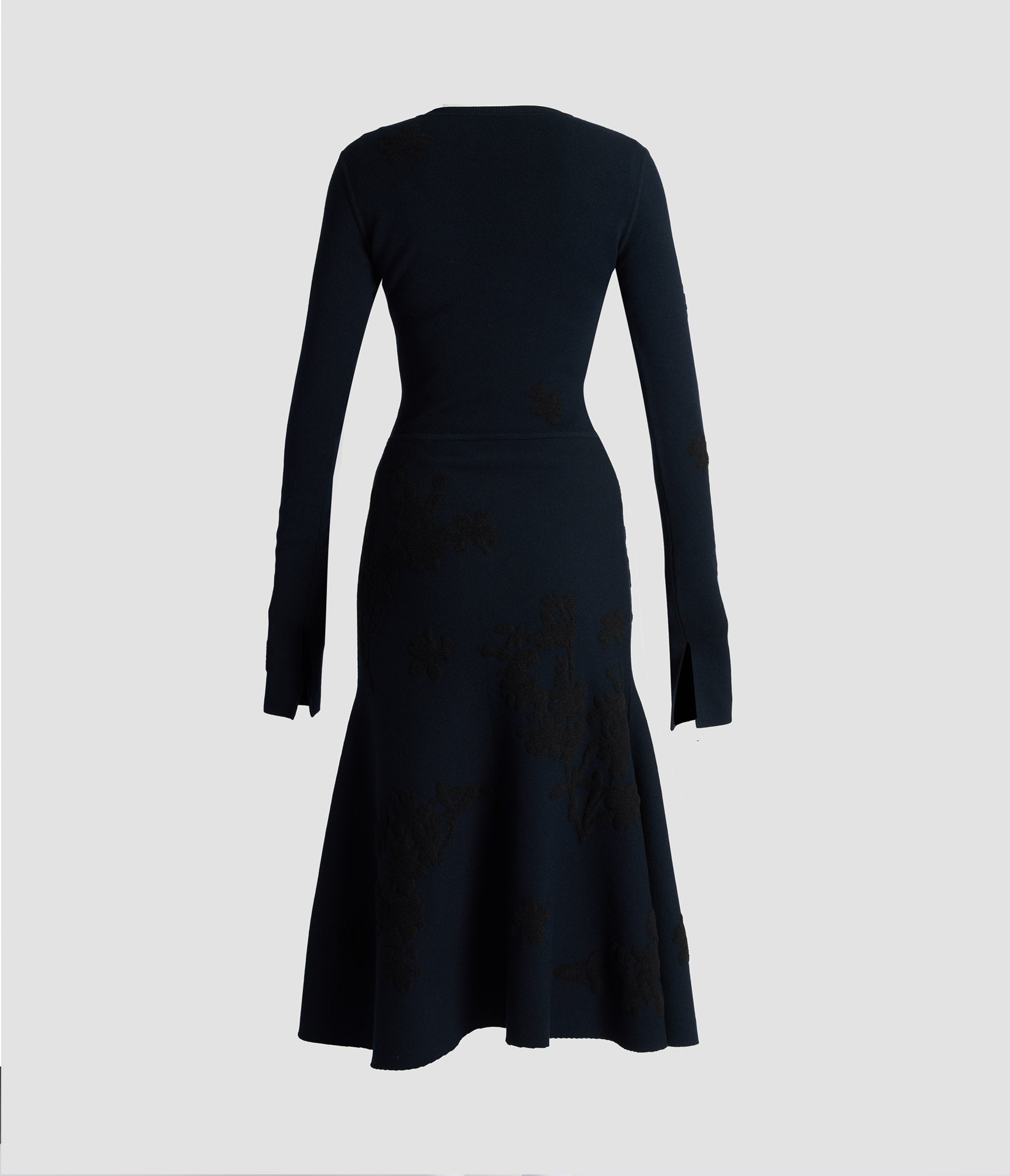 Jacquard Long Sleeve Midi Knit Dress
