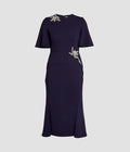Embellished Sable Short Sleeve Midi Dress