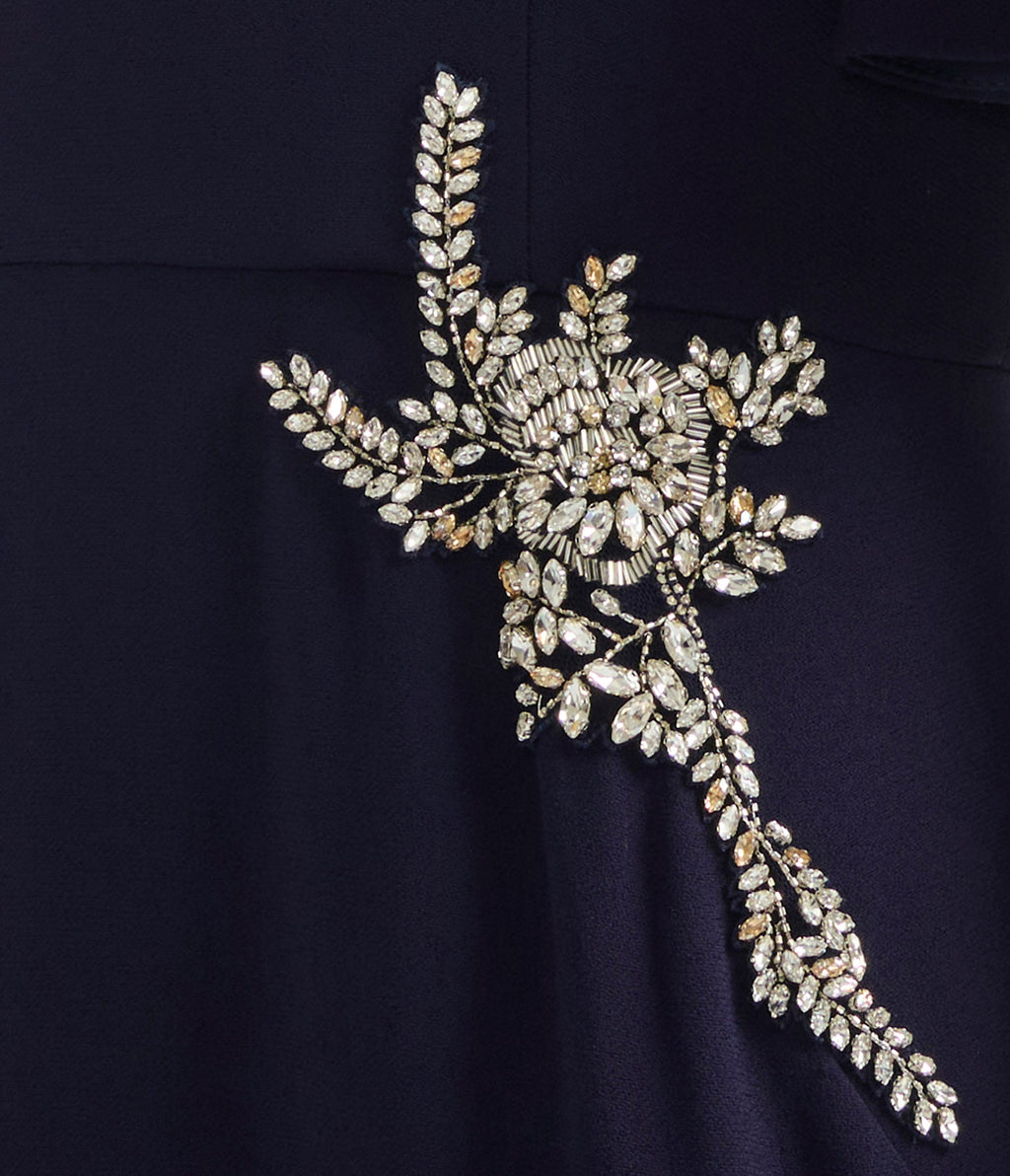 Embellished Sable Short Sleeve Midi Dress