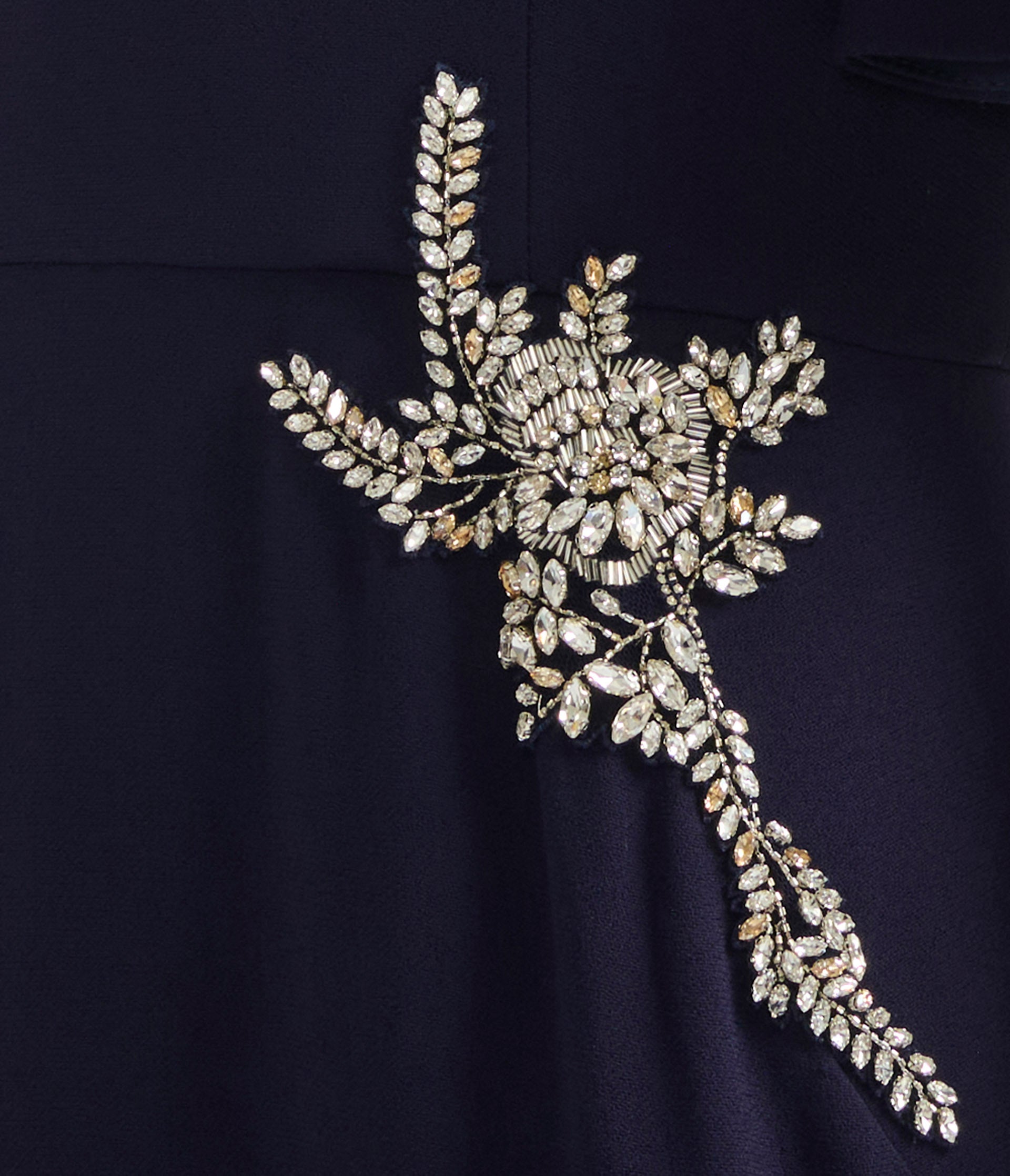 Embellished Sable Short Sleeve Midi Dress