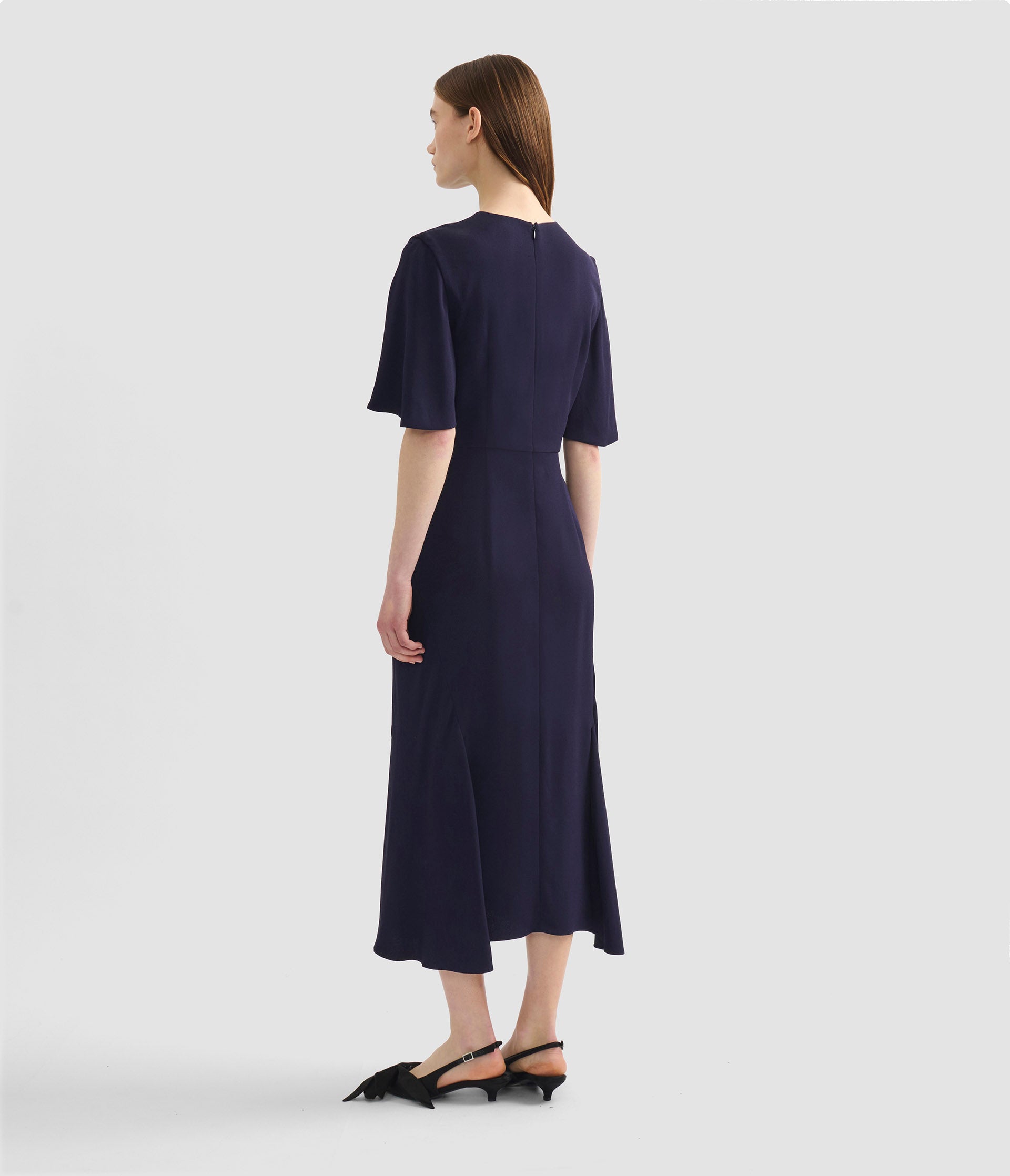 Embellished Sable Short Sleeve Midi Dress