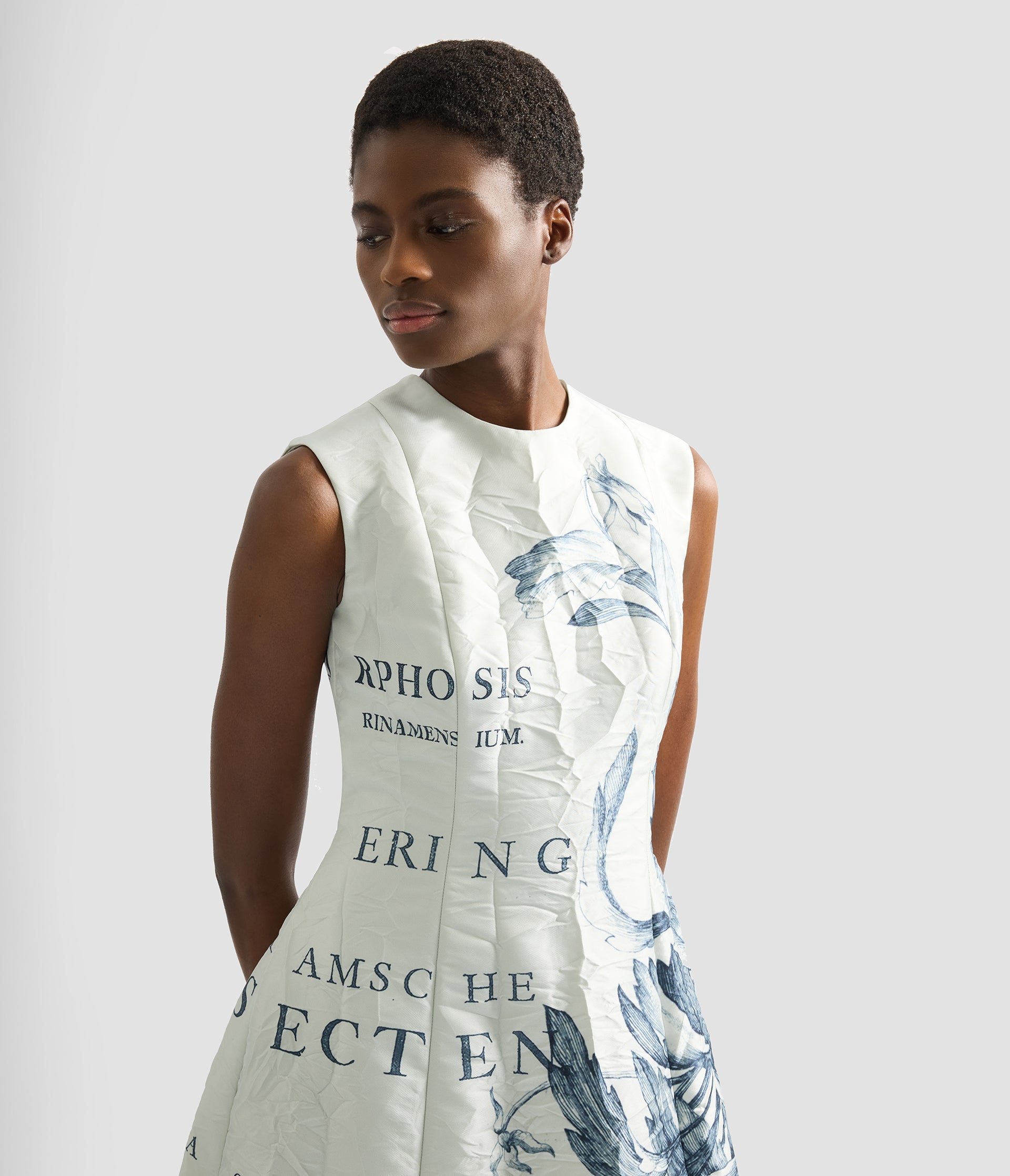 Floral Print Textured Satin Midi Dress