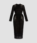 Embellished Guipure Long Sleeve Midi Dress