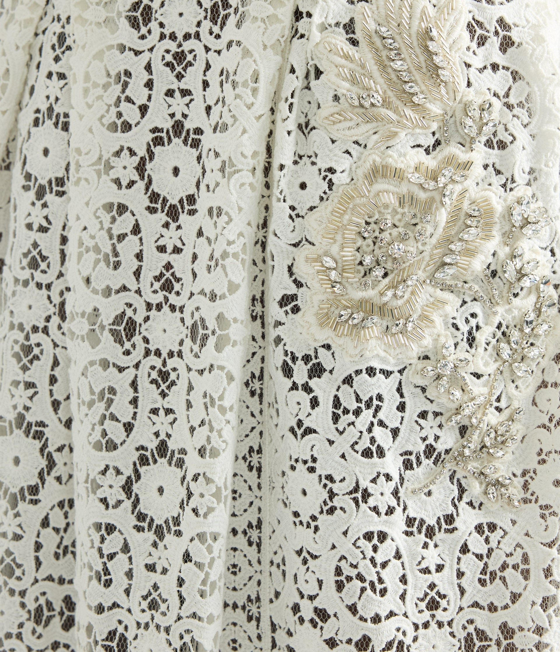 Embellished Cotton Guipure Sleeveless Midi Dress