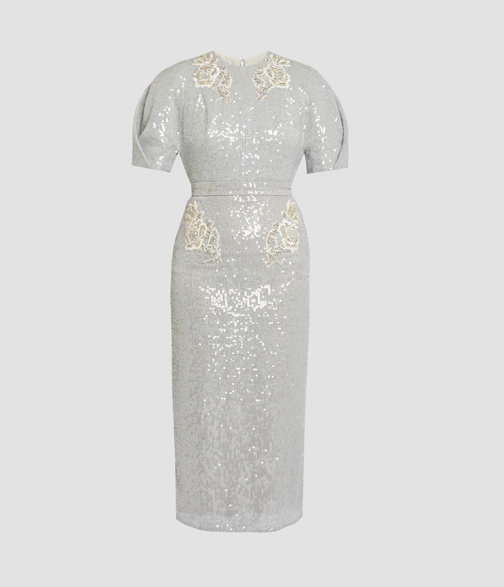 Embellished Sequins Midi Dress