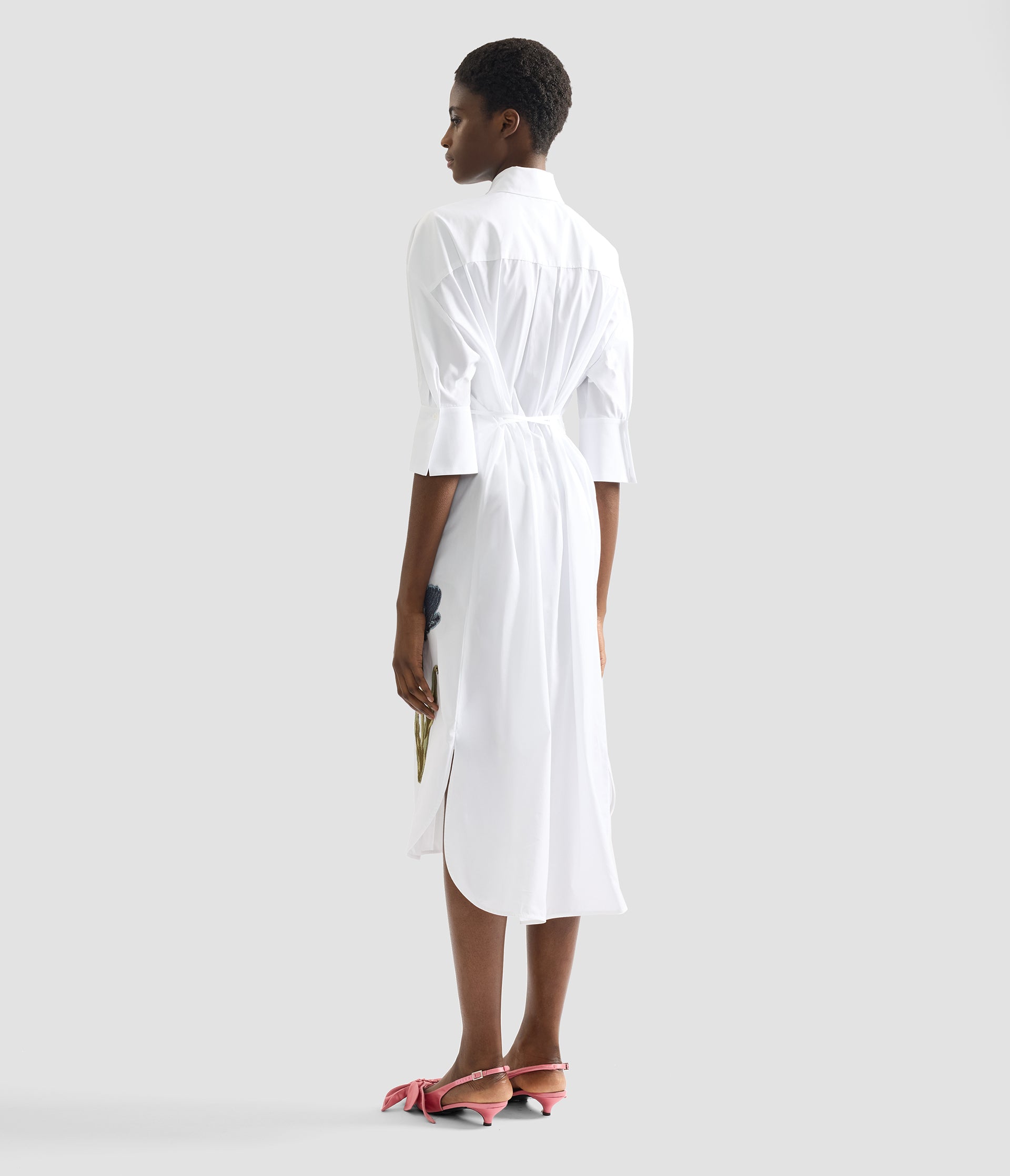 Embroidered Long Sleeve Shirt Dress