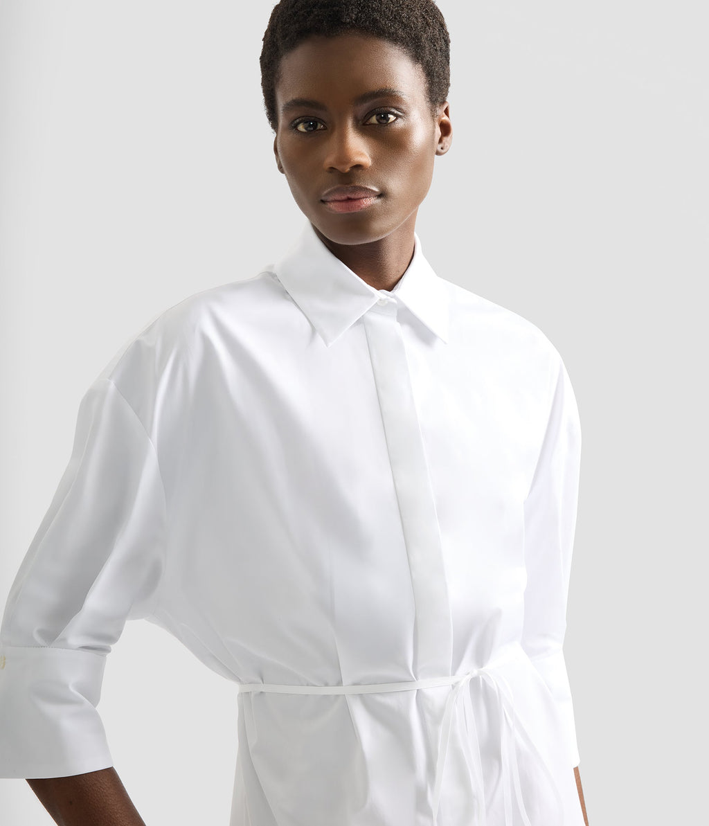 Embroidered Long Sleeve Shirt Dress