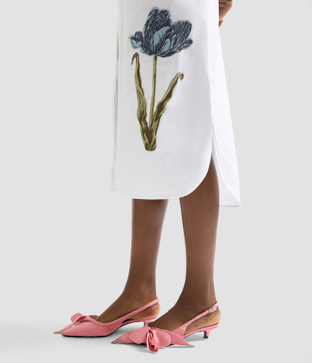 Embroidered Long Sleeve Shirt Dress