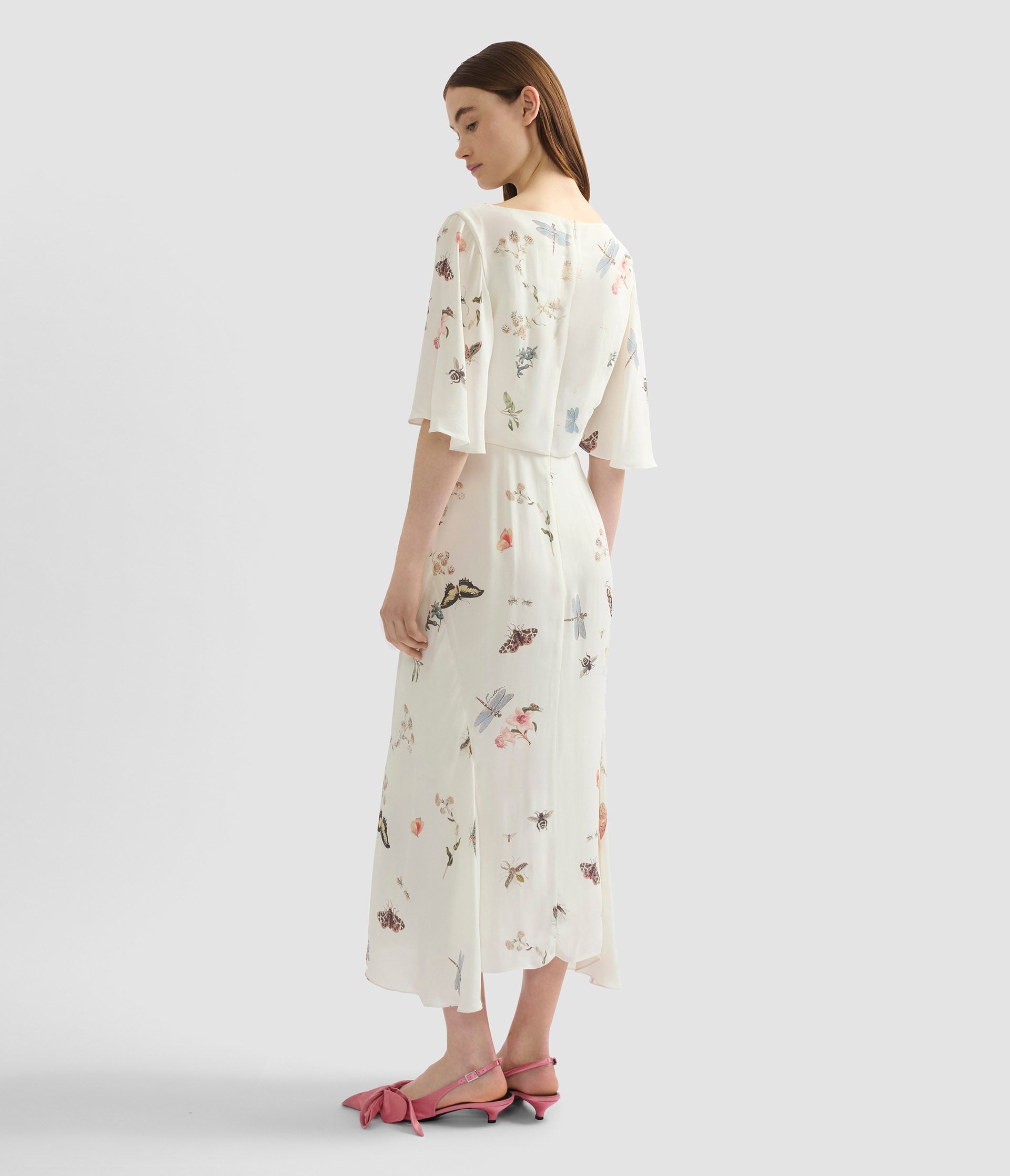 Printed Crepe Midi Dress