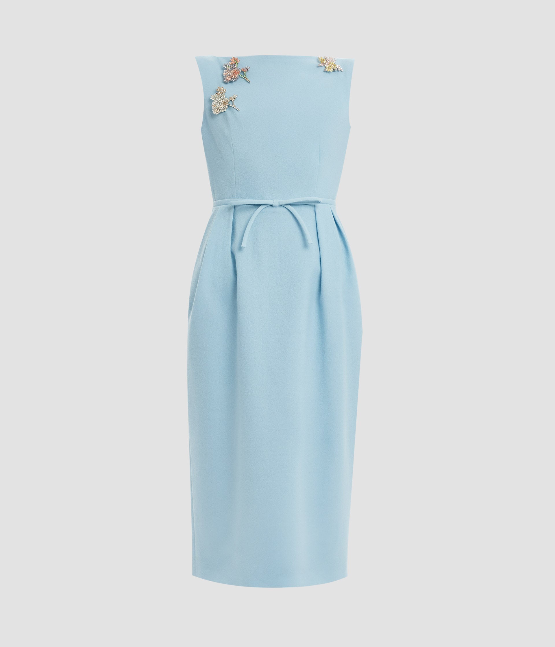 Embellished Crepe Sleeveless Midi Dress