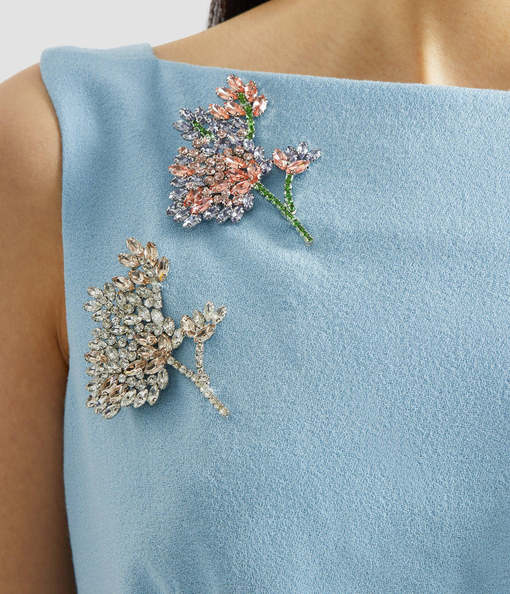 Embellished Crepe Sleeveless Midi Dress