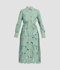 Floral Cutwork Long Sleeve Midi Dress