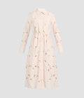 Floral Cutwork Long Sleeve Midi Dress