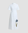 Embroidered Short Sleeve Shirt Dress