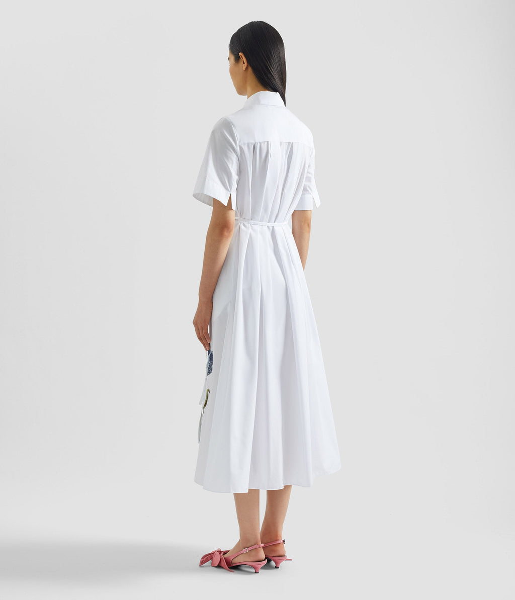 Embroidered Short Sleeve Shirt Dress