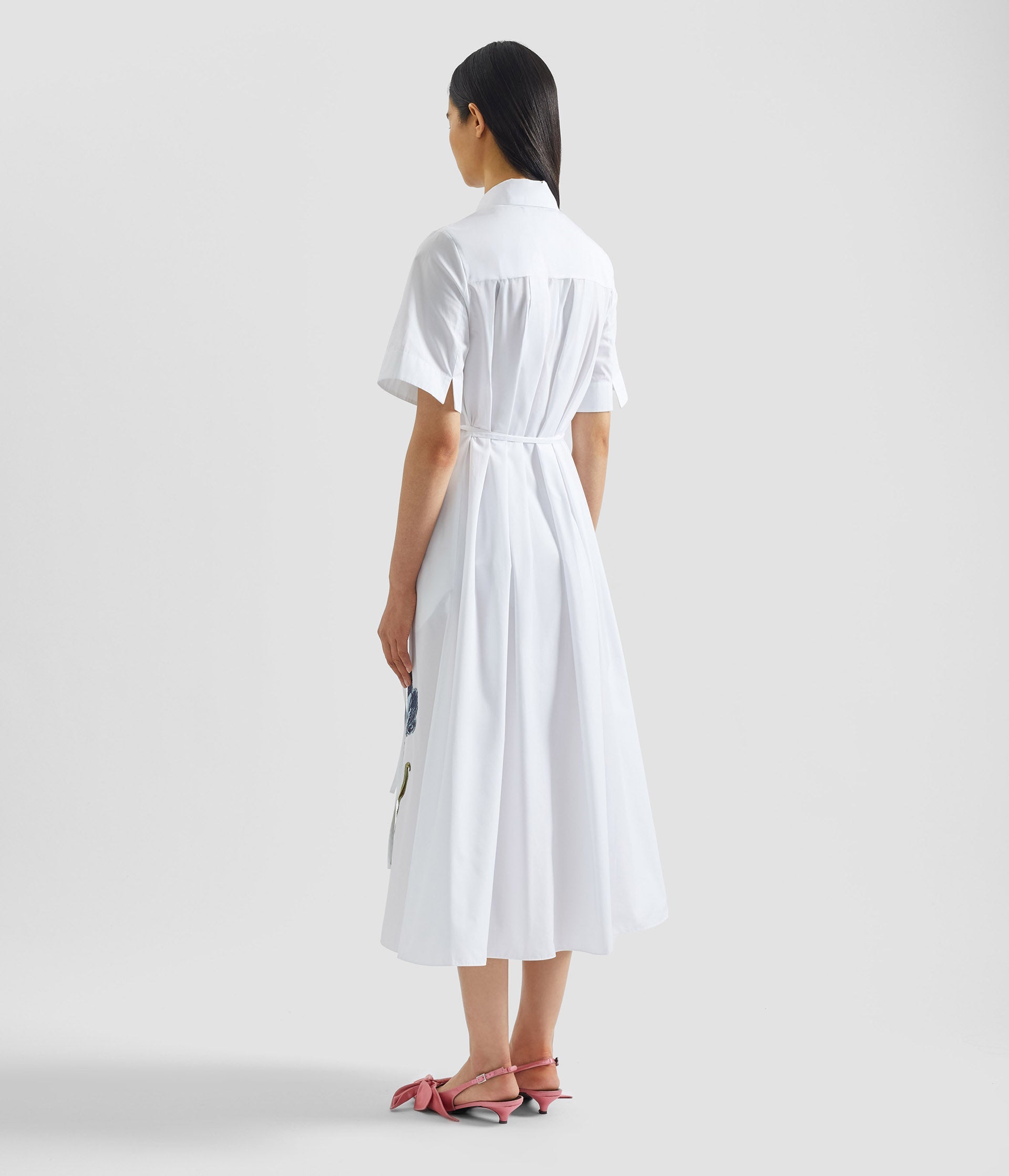 Embroidered Short Sleeve Shirt Dress