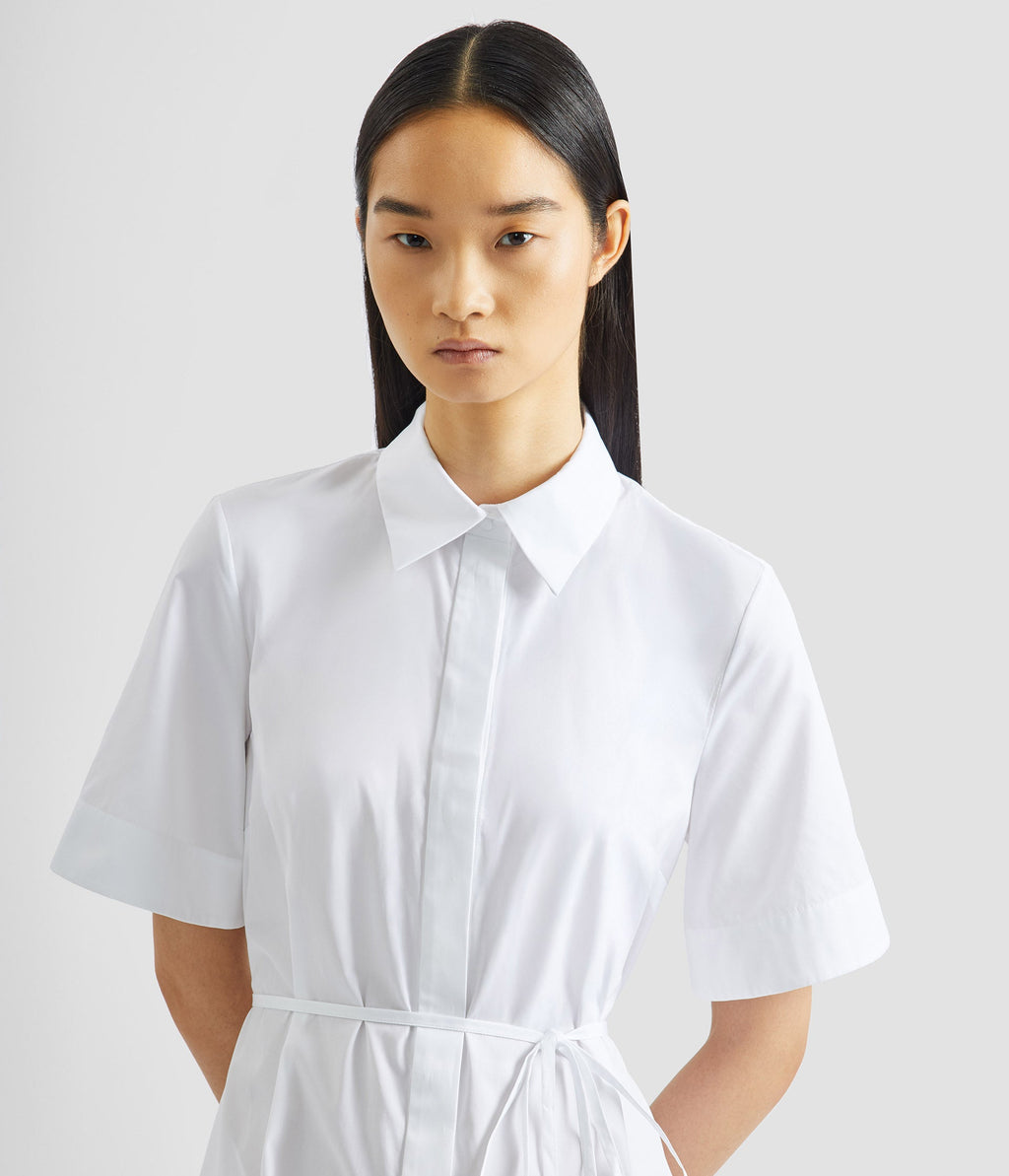 Embroidered Short Sleeve Shirt Dress