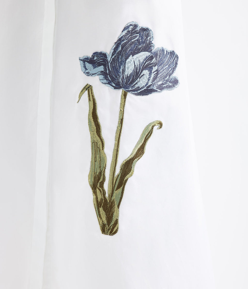 Embroidered Short Sleeve Shirt Dress