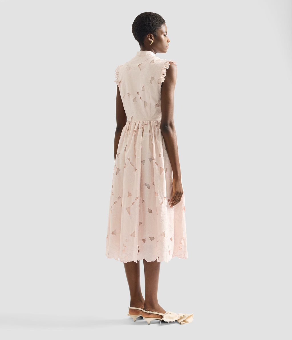Floral Cutwork Sleeveless Midi Dress