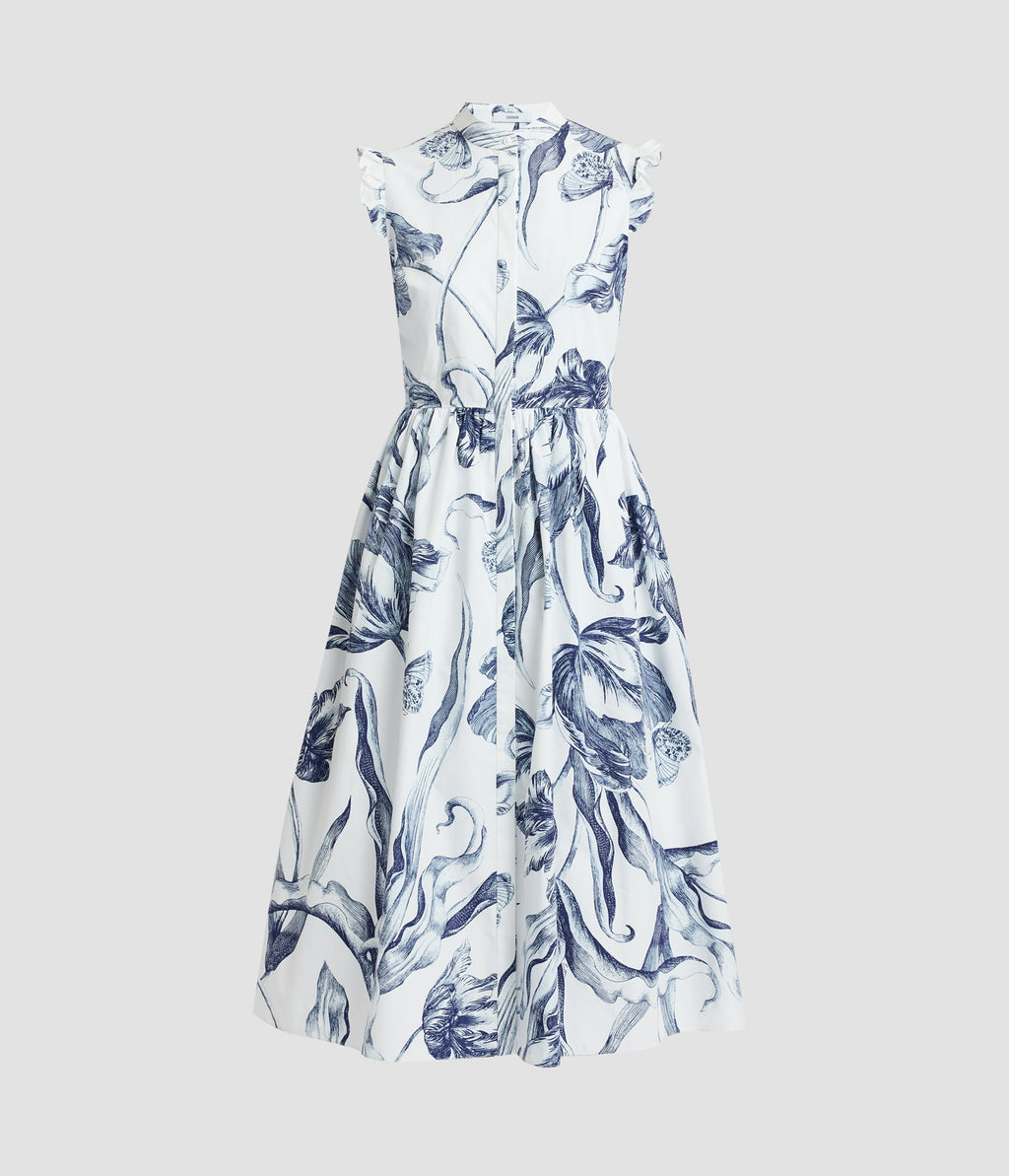 Floral Print Sleeveless Shirt Dress