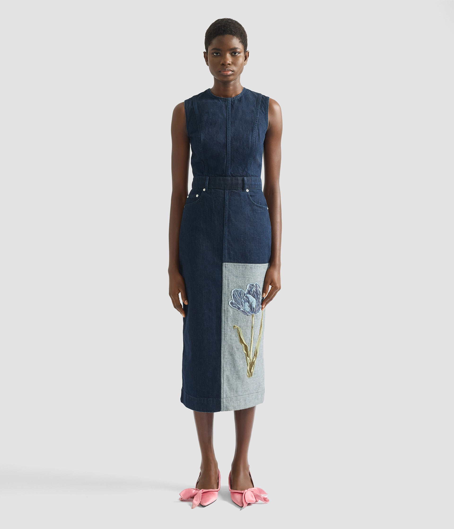 Denim Sleeveless Midi Dress