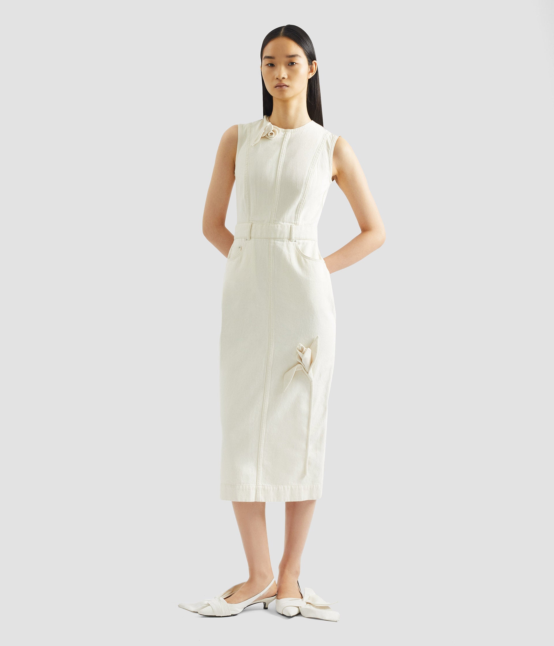 Denim Sleeveless Midi Dress