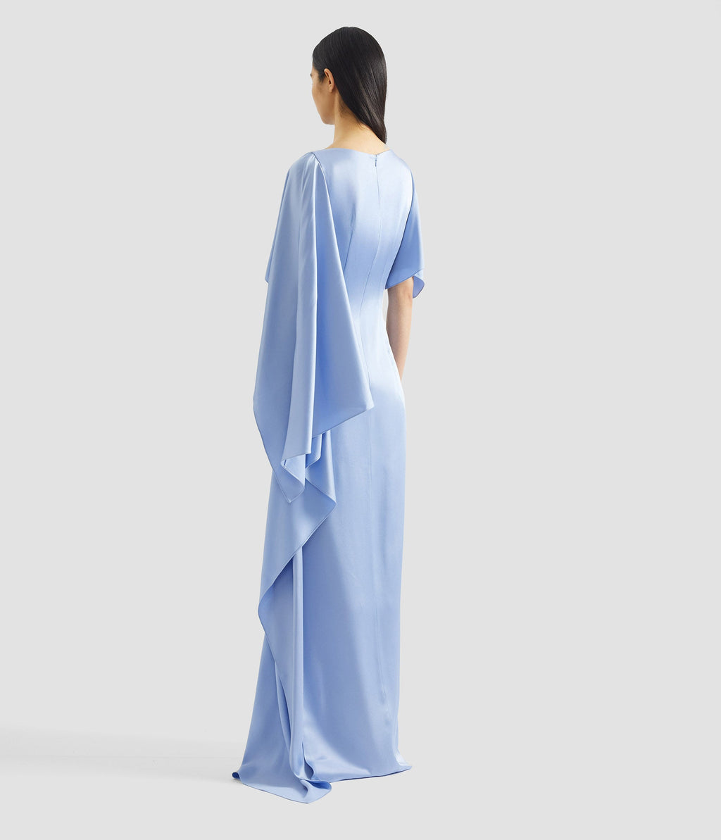 Embellished Satin Cady Draped Gown