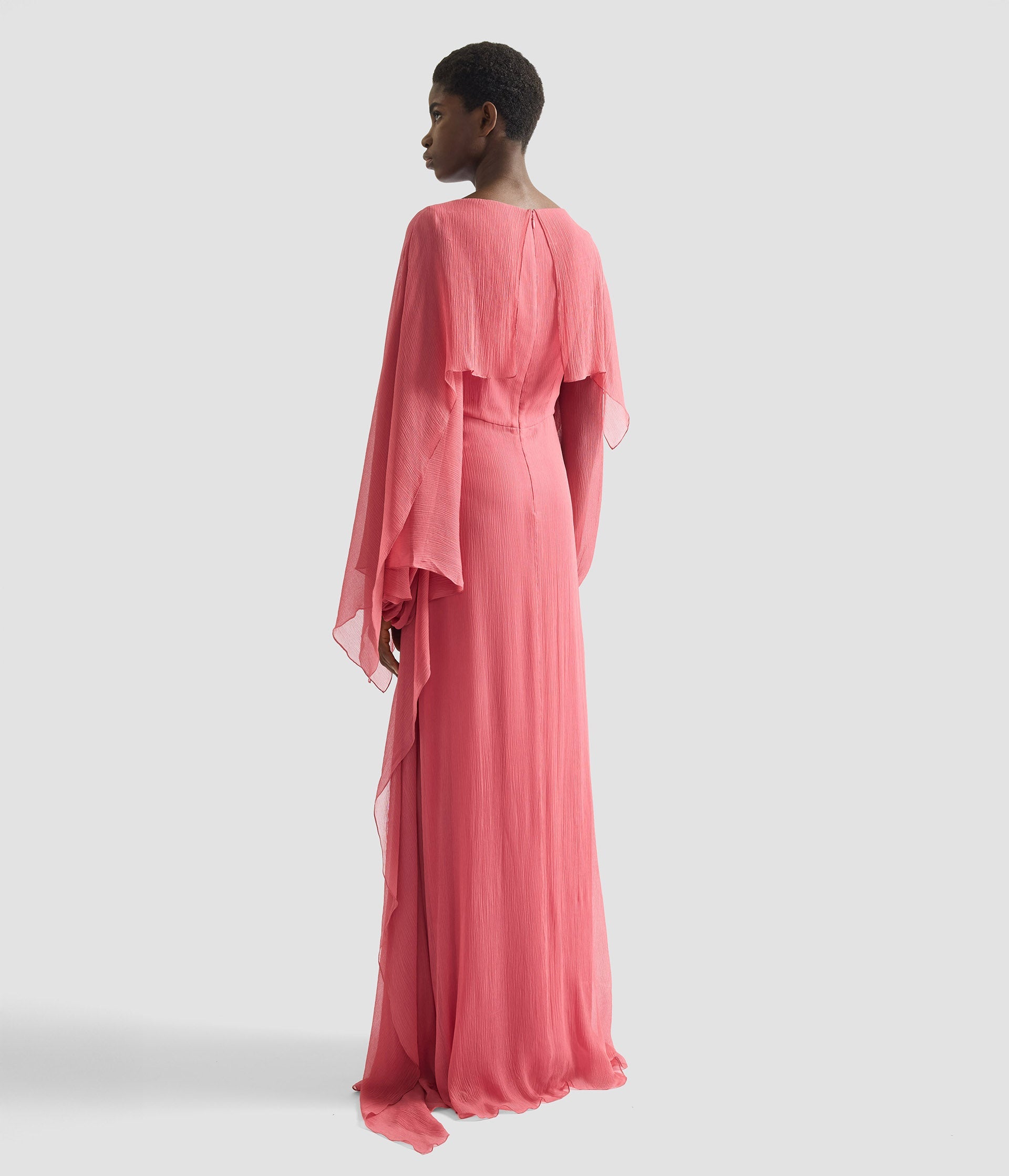 Embellished Silk Creponne Long Sleeve Gown