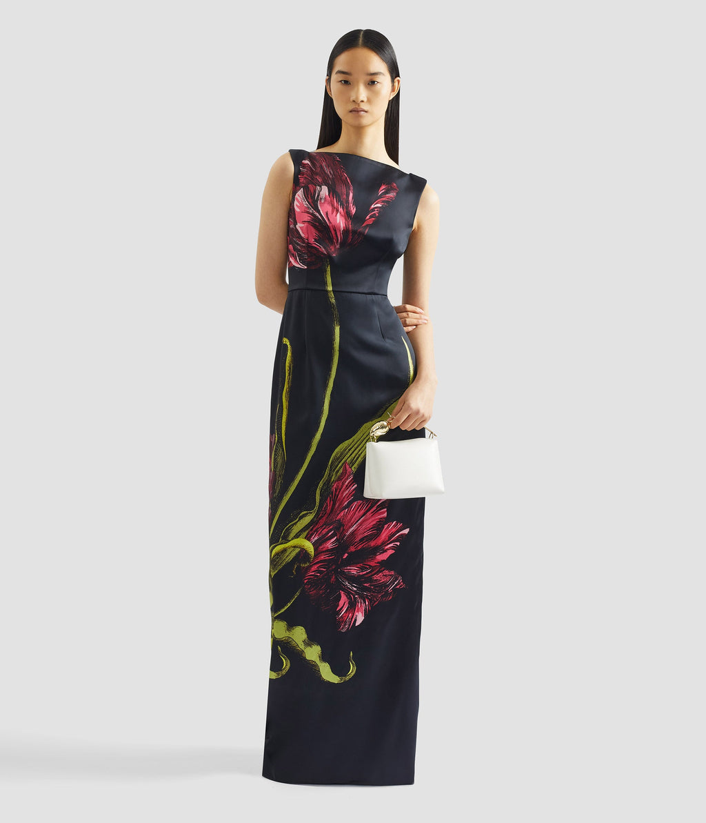 Floral Print Duchess Gown