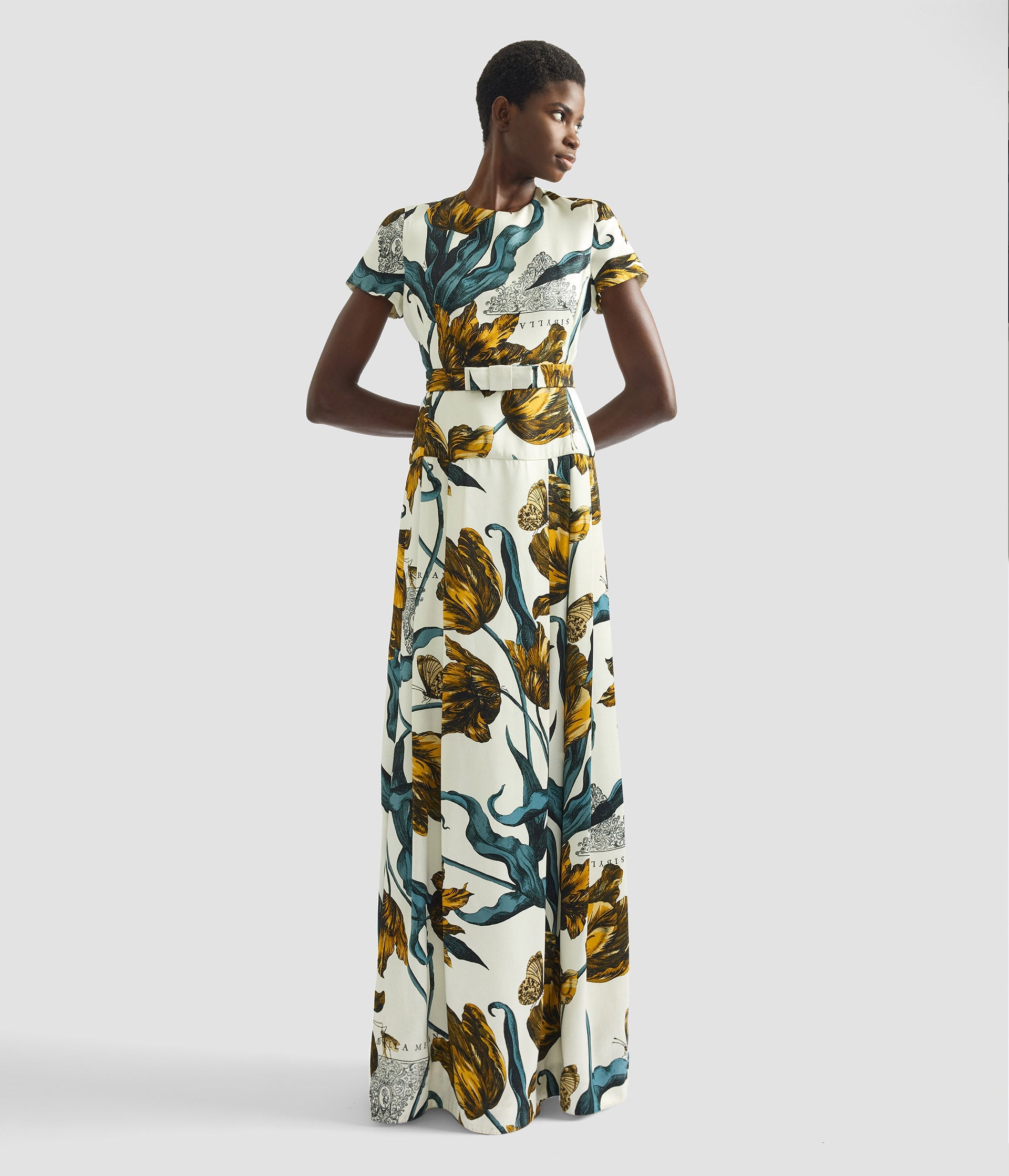 Floral Print Duchess Gown