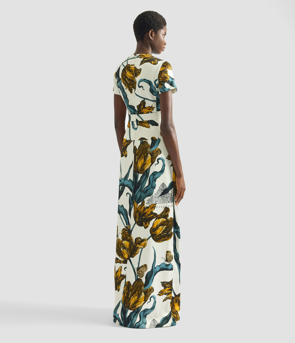 Floral Print Duchess Gown
