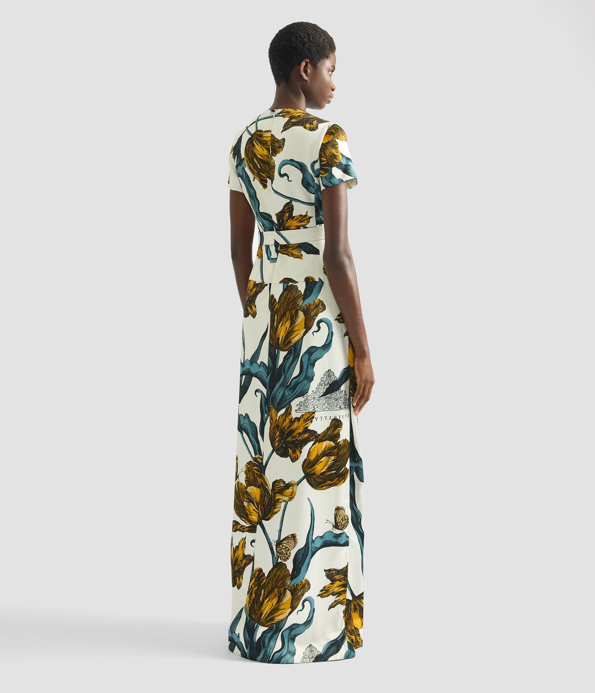 Floral Print Duchess Gown