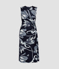 Floral Print Ponte Jersey Sleeveless Midi Dress