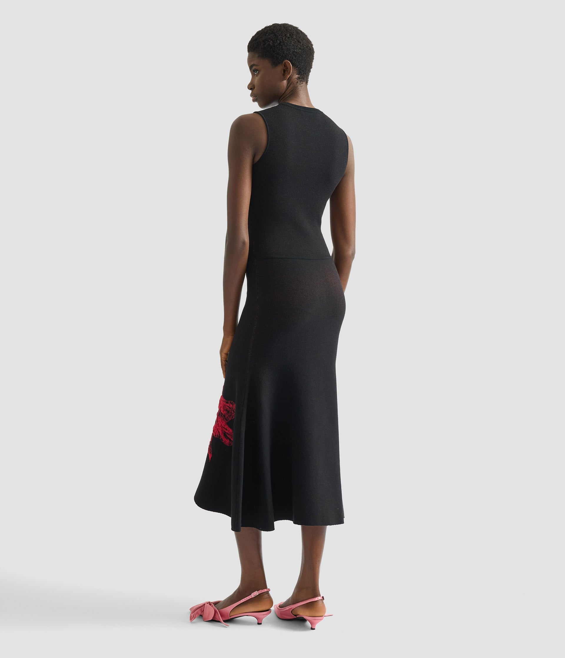 Floral Jacquard Sleeveless Knit Dress