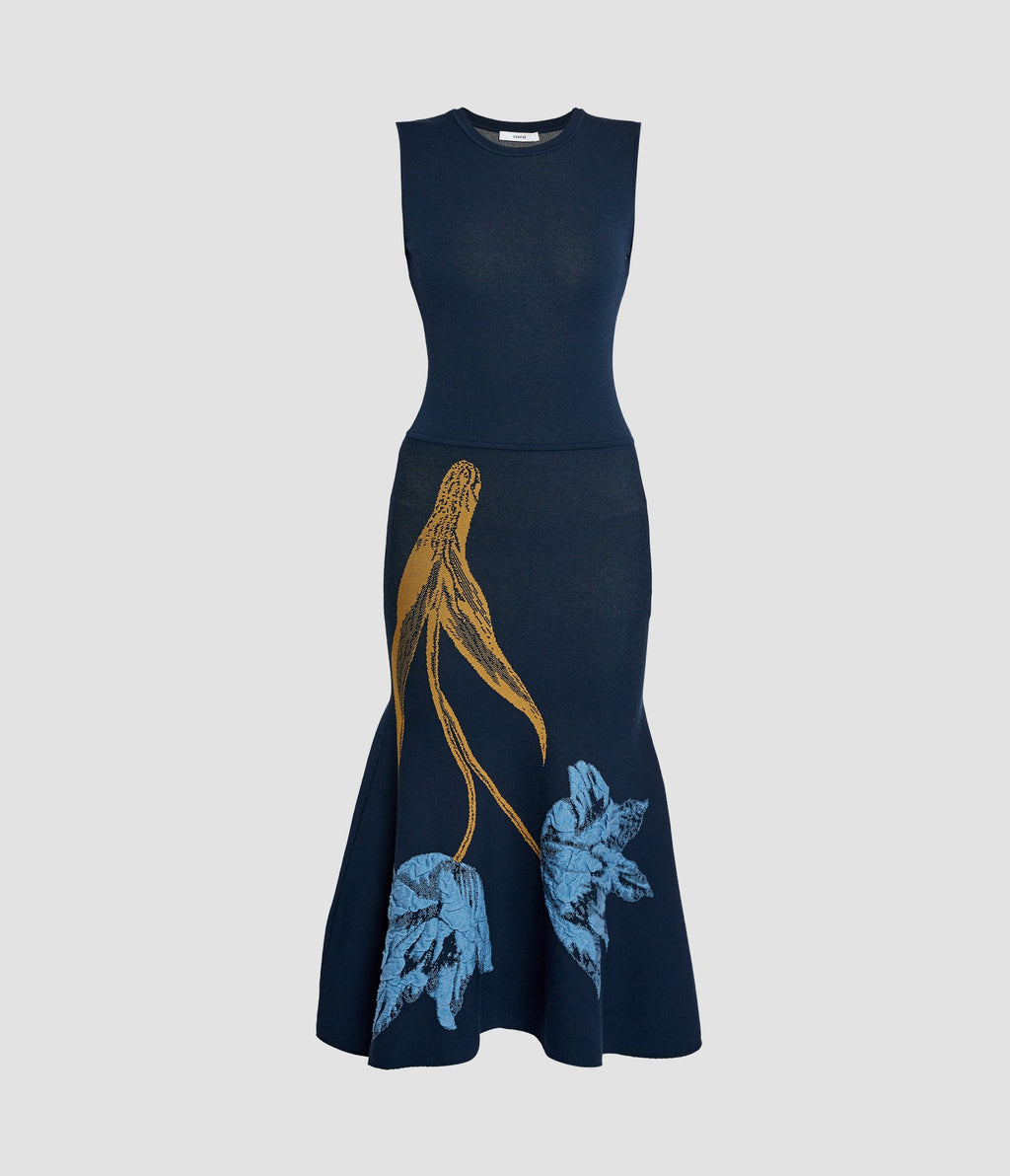 Floral Jacquard Sleeveless Knit Dress
