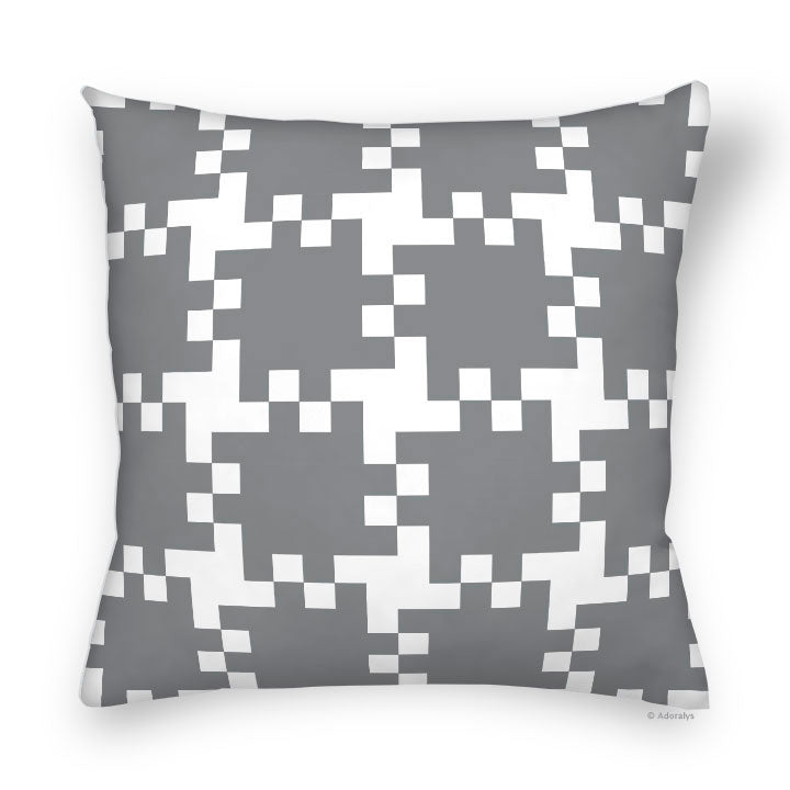 Housse de coussin | Pixel tissé - Grise